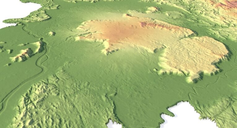 3D relief map of Laos