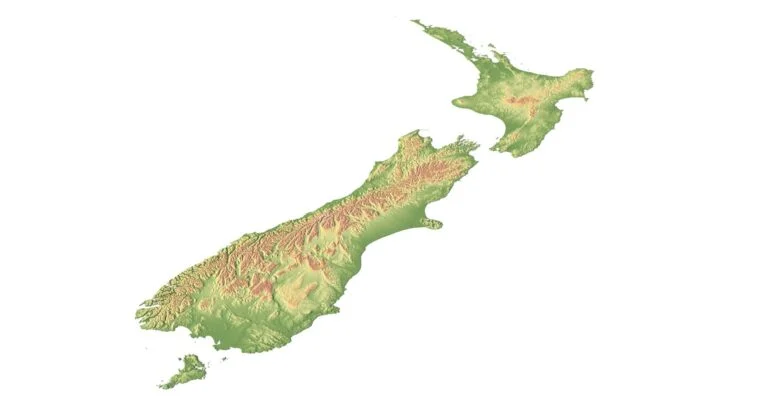 New Zealand 3D Model Terrain Map for 3D Design and Art.