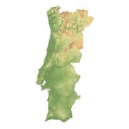 Detailed 3D model of Portugal relief