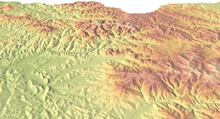 3D relief map of Romania