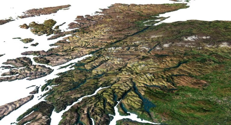 3D relief map of United Kingdom