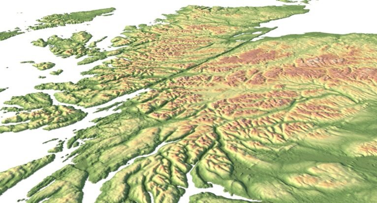 3D terrain model of United Kingdom