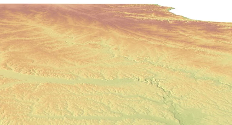 3D terrain model of Iowa