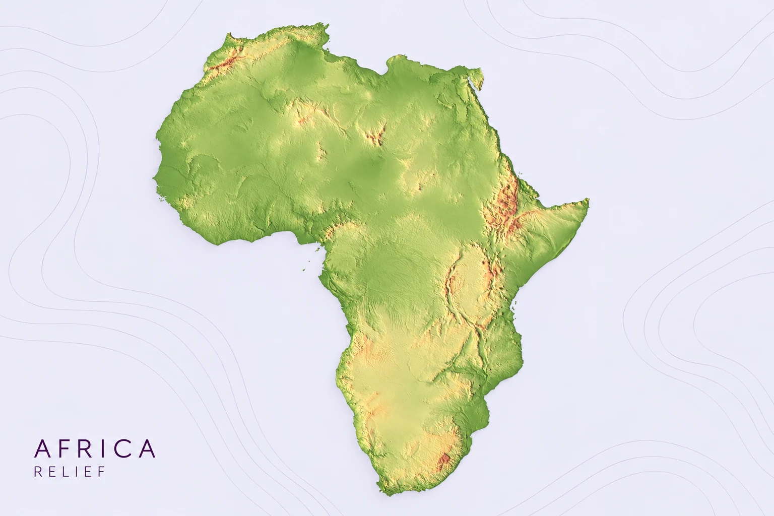 AI-generated Africa — relief illustration concept.