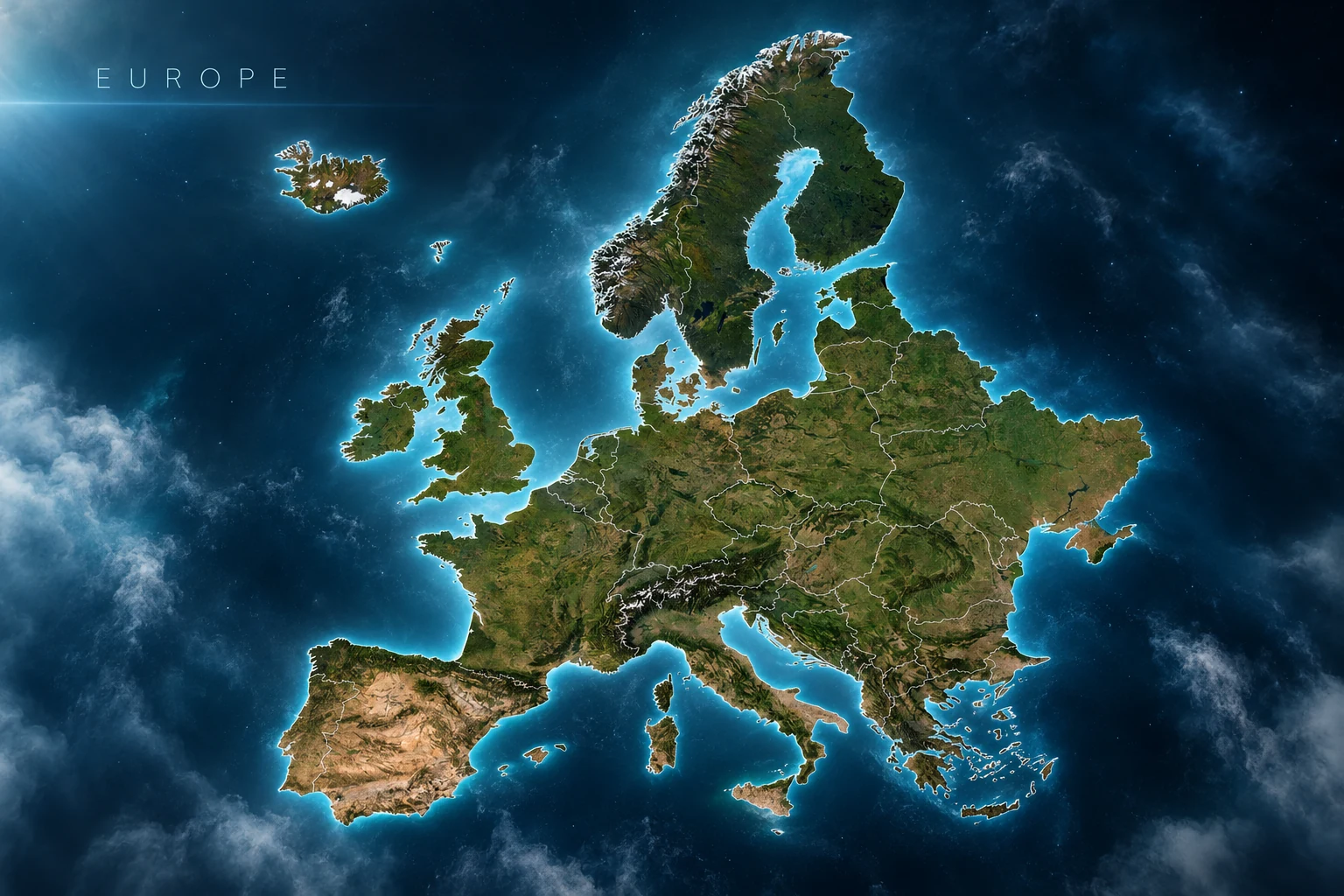 AI-generated Europe — animation title frame concept.