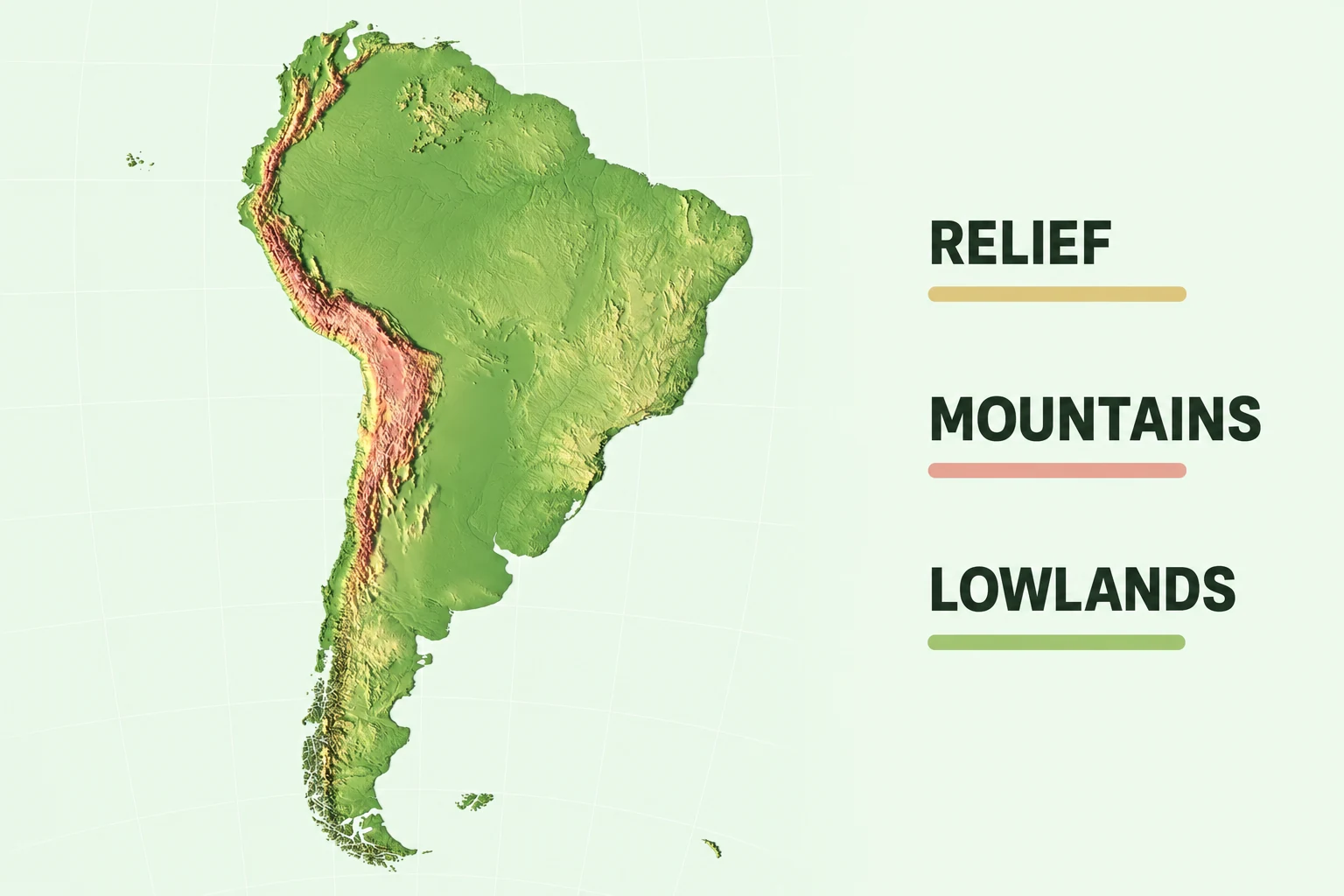 AI-generated south america — relief illustration concept.