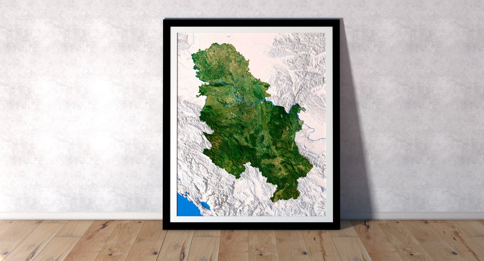 Detailed topographic map of Serbia