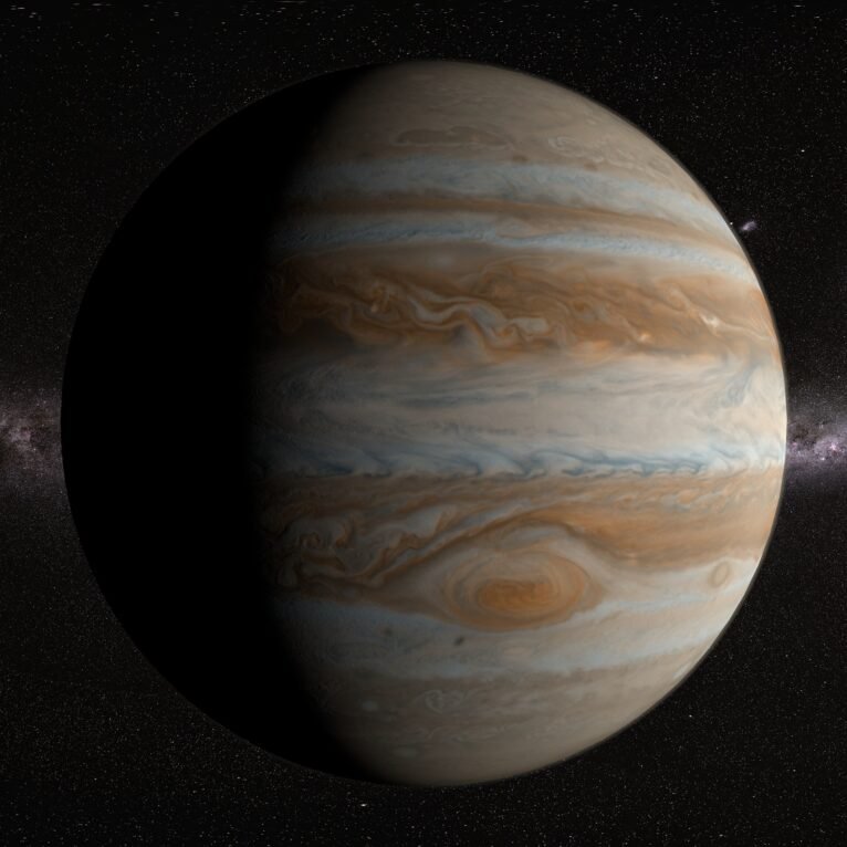 High-resolution full view of Jupiter 3D model showcasing realistic planetary textures.