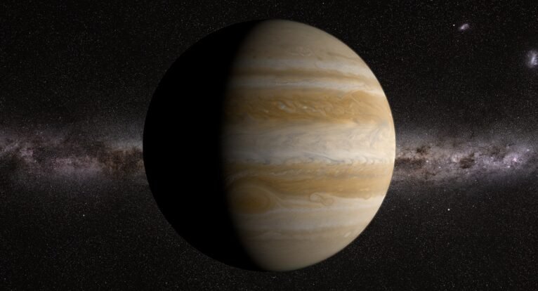 High-resolution close-up of Jupiter's iconic cloud bands, accurately represented in the 3D model.