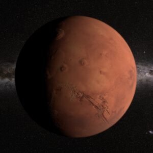 Full 3D view of Mars, showcasing the planet's surface details, geological features, and realistic textures.