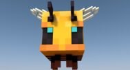 Front view of Minecraft bee 3D model, perfect for animation and rendering