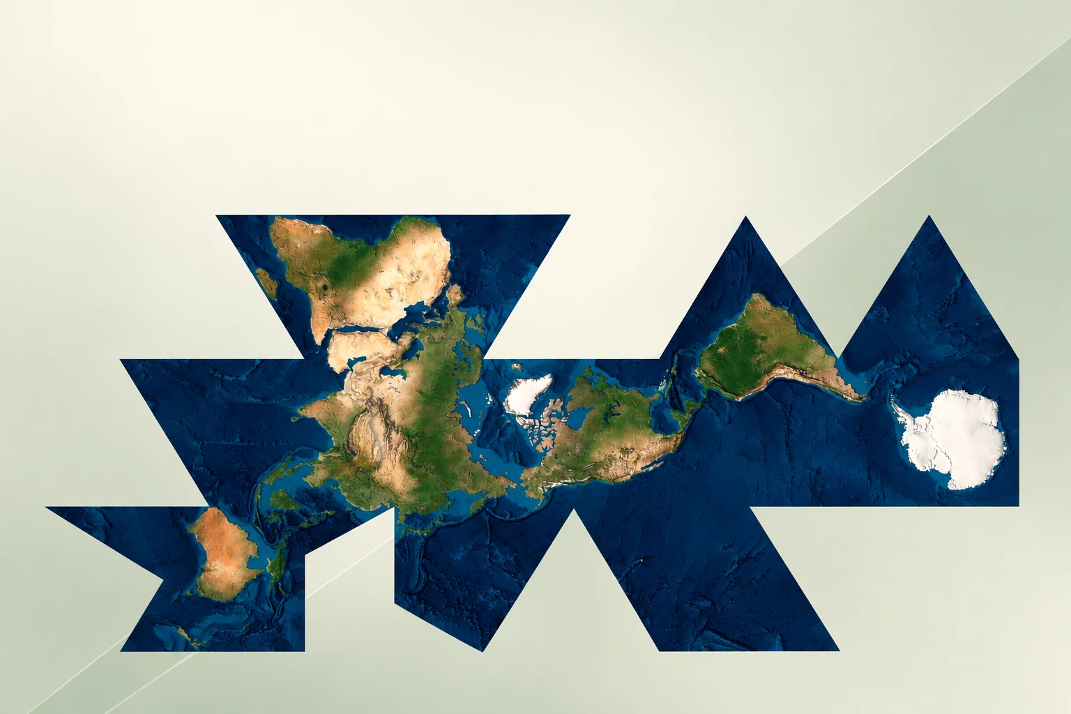AI-generated dymaxion — world projection presentation concept.