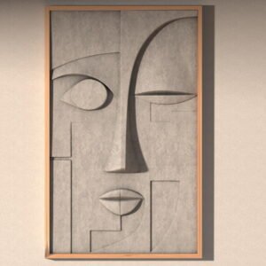 3D model of an abstract female face: geometric abstraction