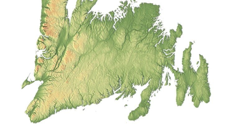 Topographic map Newfoundland and Labrador