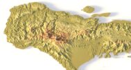 Isometric view of Haiti’s 3D terrain STL map