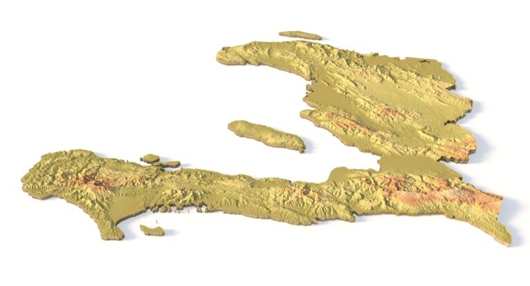 Close-up of Haiti’s terrain in STL model