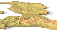 Side view of Haiti’s detailed STL terrain model
