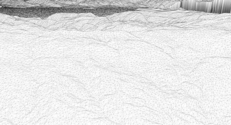 Wireframe view of the Haiti STL terrain model