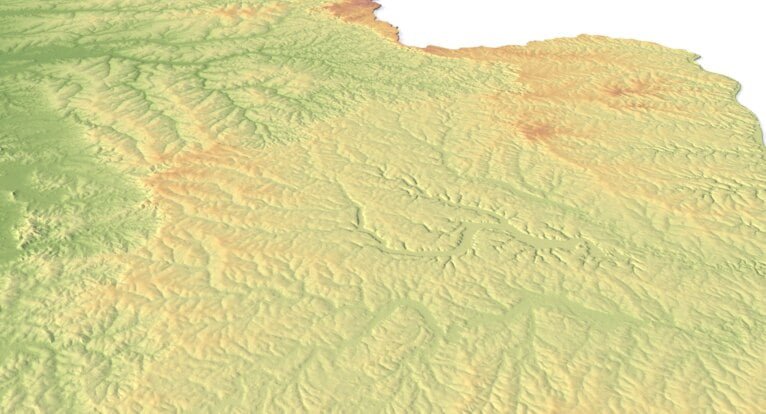 3D terrain model of Paraguay