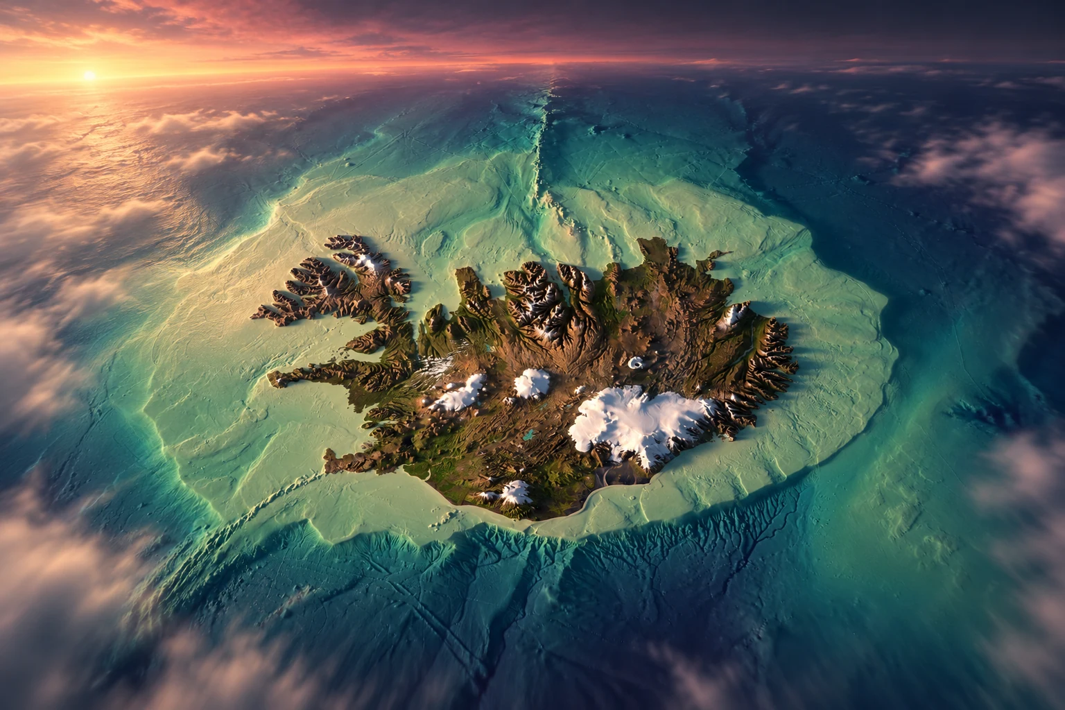 AI-generated Iceland — terrain flyover concept.
