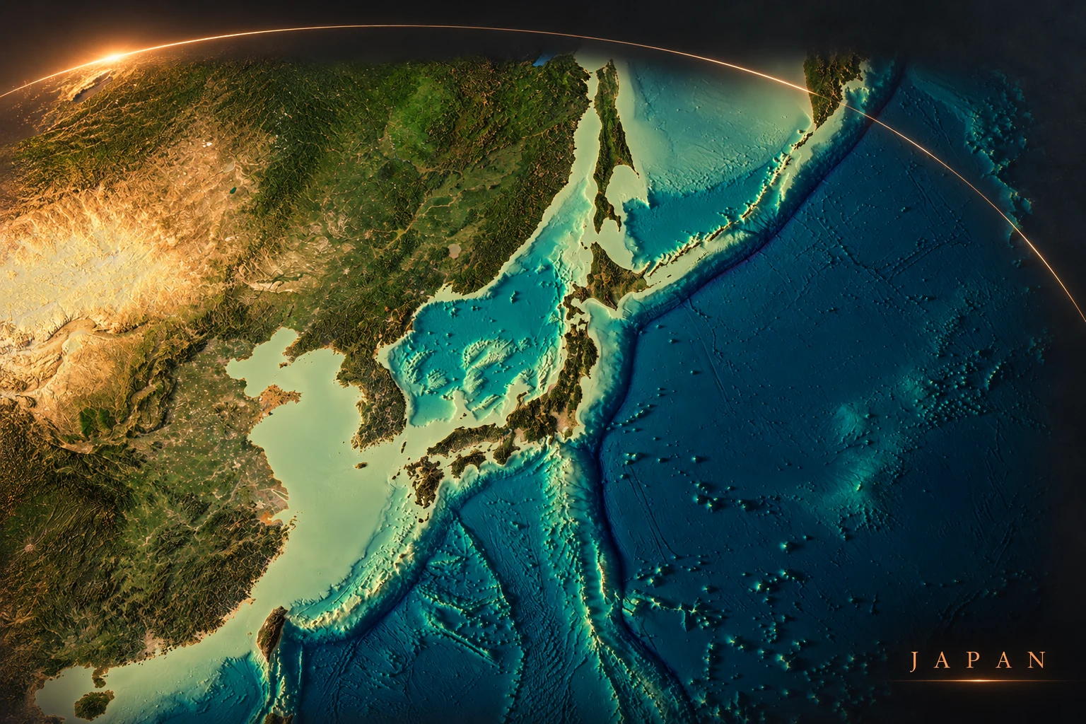 AI-generated Japan — geographic scene transition concept.