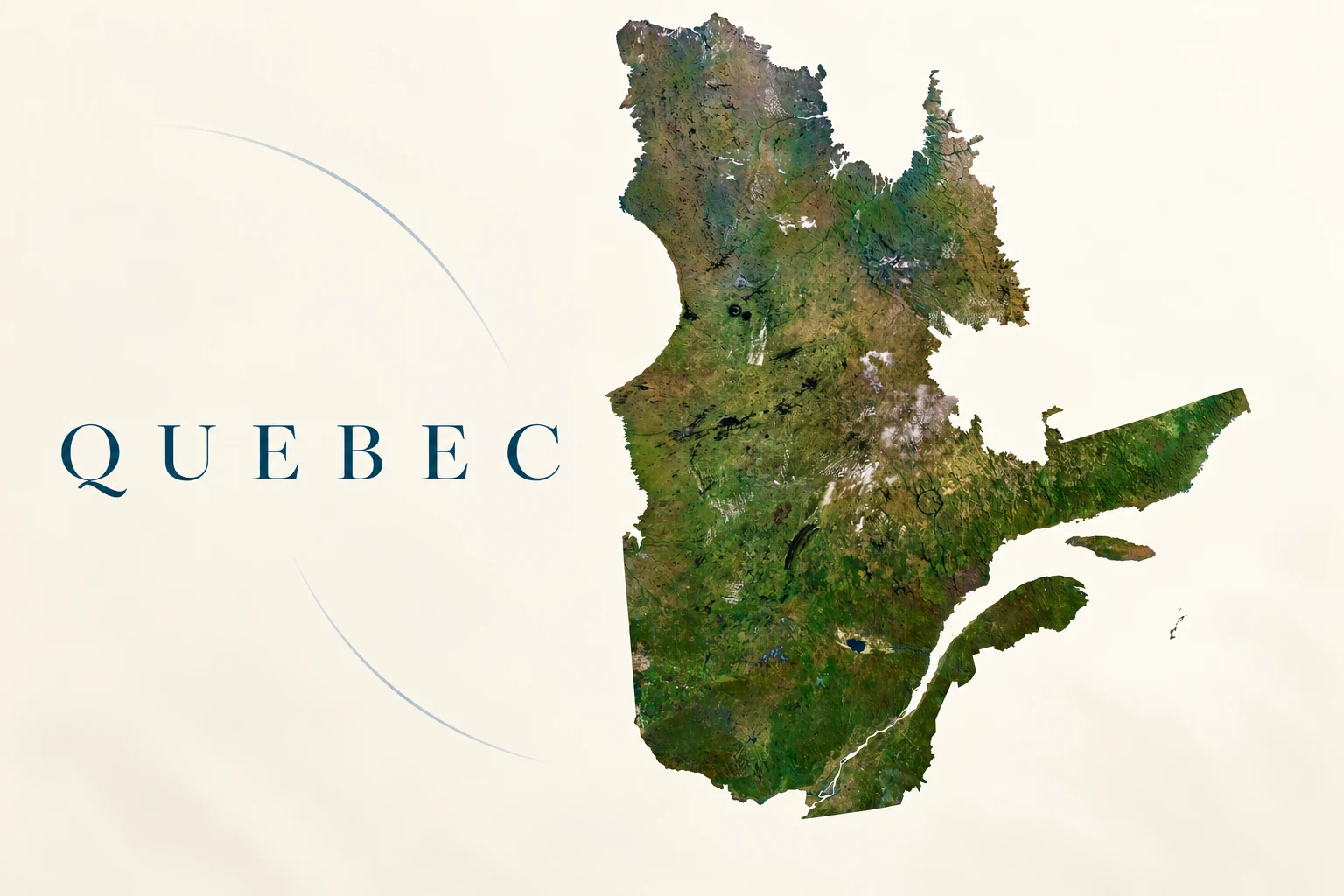 AI-generated Quebec — geographic chapter transition concept.