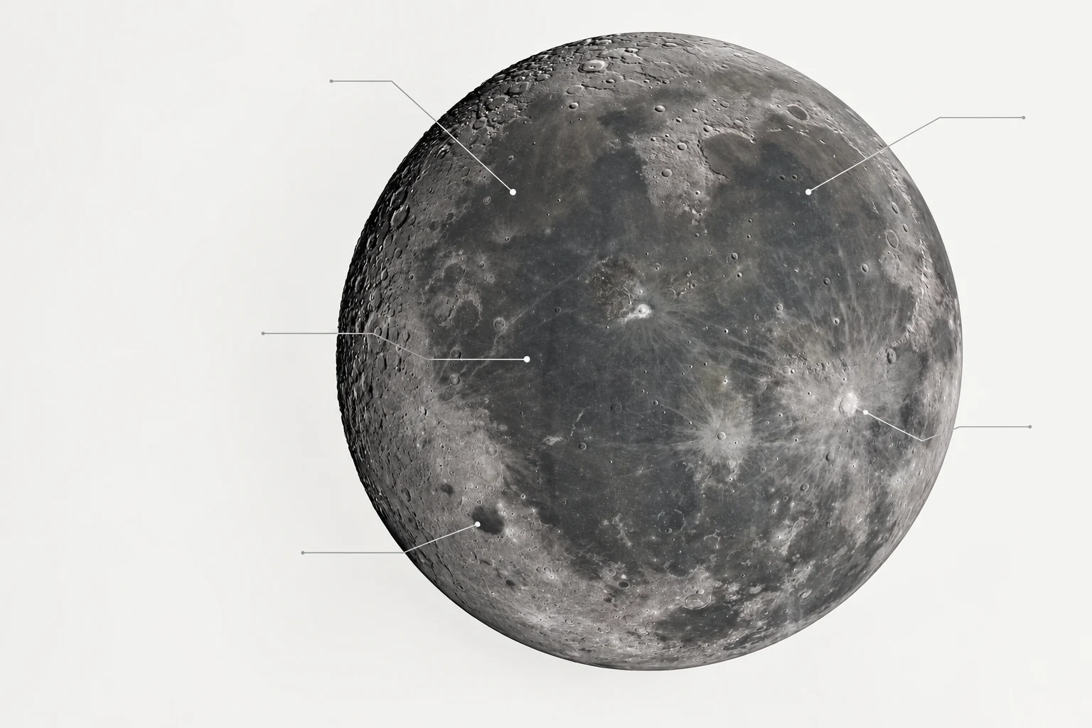 AI-generated Moon educational illustration concept with lunar surface detail on a light background.
