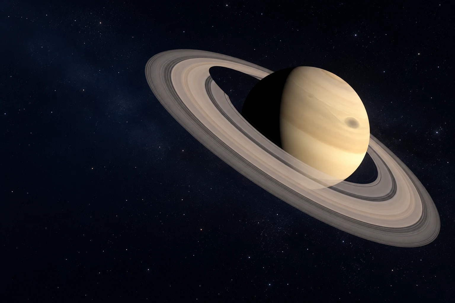 AI-generated Saturn astronomy website banner concept with detailed rings and an indigo star field.