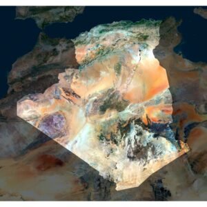 High-resolution algeria map satellite displaying detailed topography.