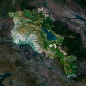 High-resolution armenia satellite map displaying detailed topography.