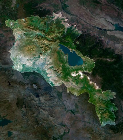 High-resolution armenia satellite map displaying detailed topography.