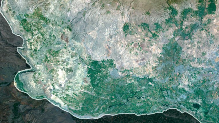 Detailed satellite images of Armenia used for educational purposes.