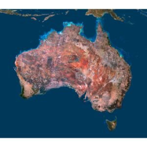 High-resolution australia satellite map displaying detailed topography.