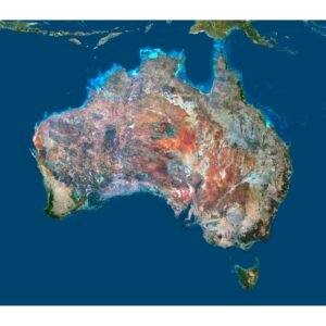 High-resolution australia satellite map displaying detailed topography.