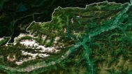 Decorative piece featuring an Austria satellite picture of natural landscapes.