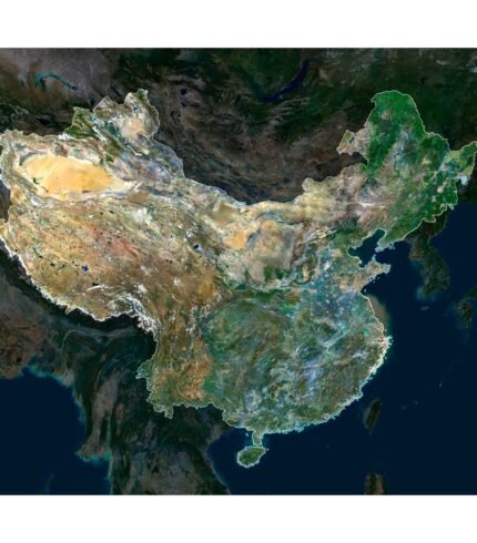 High-resolution china satellite map displaying detailed topography.