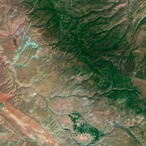 Colorado satellite map highlighting major landmarks and geographical features with clarity.