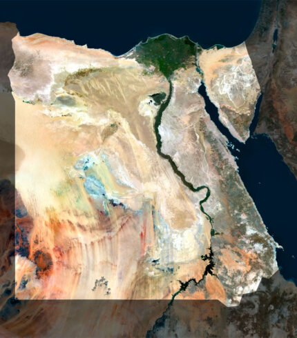 High-resolution Egypt satellite map displaying detailed topography.