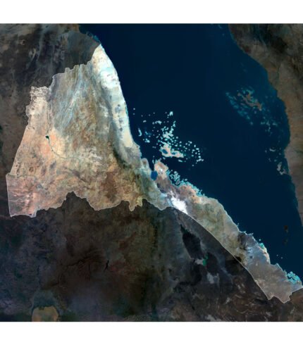 High-resolution Eritrea satellite map displaying detailed topography.