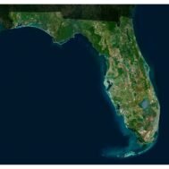 High-resolution florida satellite imagery displaying detailed topography and coastal areas.