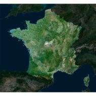 High-resolution France satellite map displaying detailed topography.