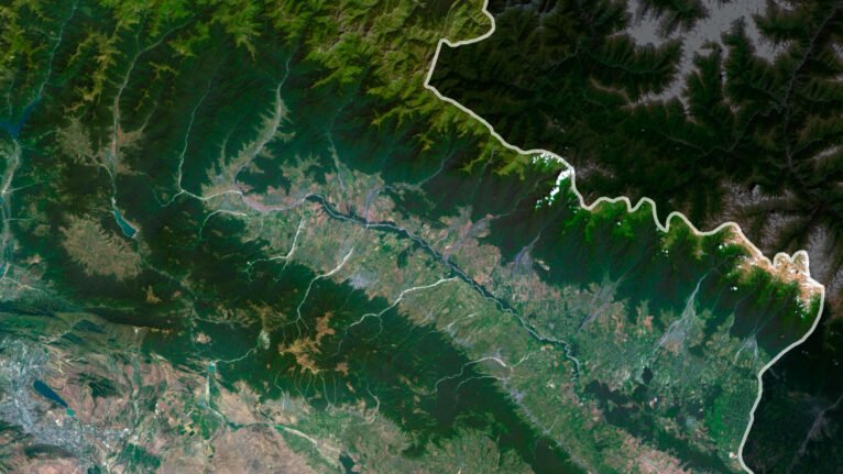 Custom project design using the Georgia satellite map for presentations and displays.