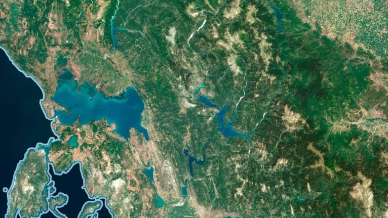 Detailed Greece satellite images used for educational purposes.