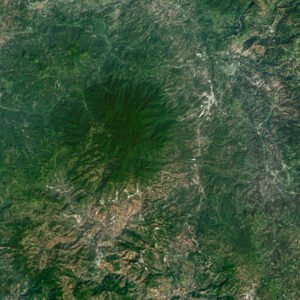 Satellite view of Honduras highlighting coastal regions and mountainous areas.