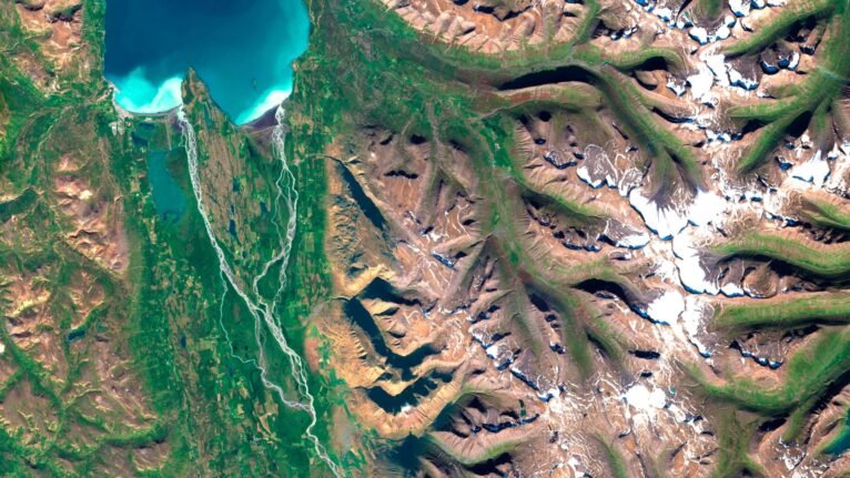 Detailed Iceland satellite images used for educational purposes.