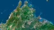 Detailed Indonesia satellite images used for educational purposes.