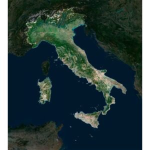 High-resolution Italy satellite map displaying detailed topography.