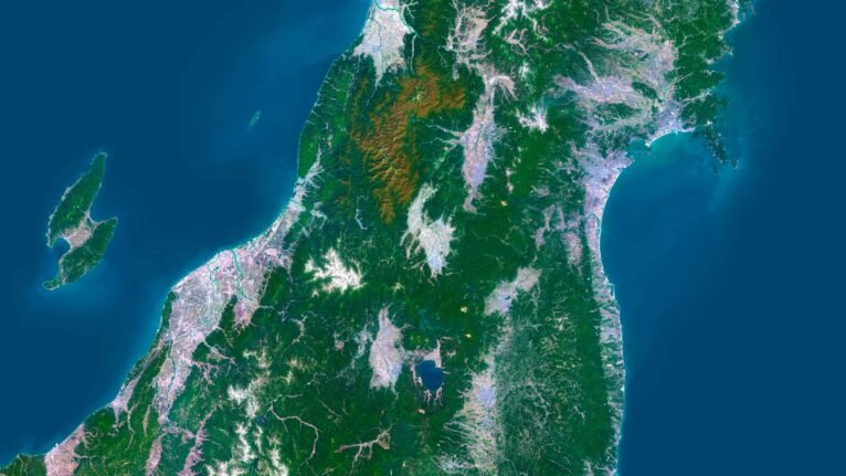 Detailed Jamaica satellite images used for educational purposes.