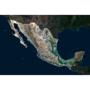 High-resolution Mexico satellite map displaying detailed topography.