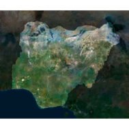 High-resolution Nigeria satellite map displaying detailed topography.